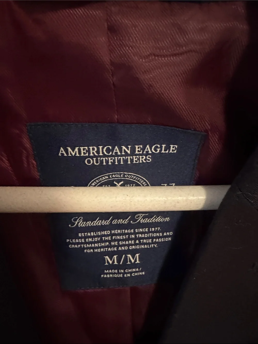 American Eagle Outfitters Black Sport Coat with Maroon Lining